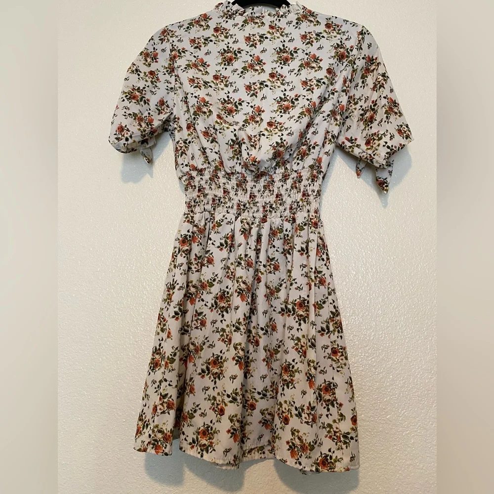 J for Justify Floral Mini Dress - Cream and Brown Size M